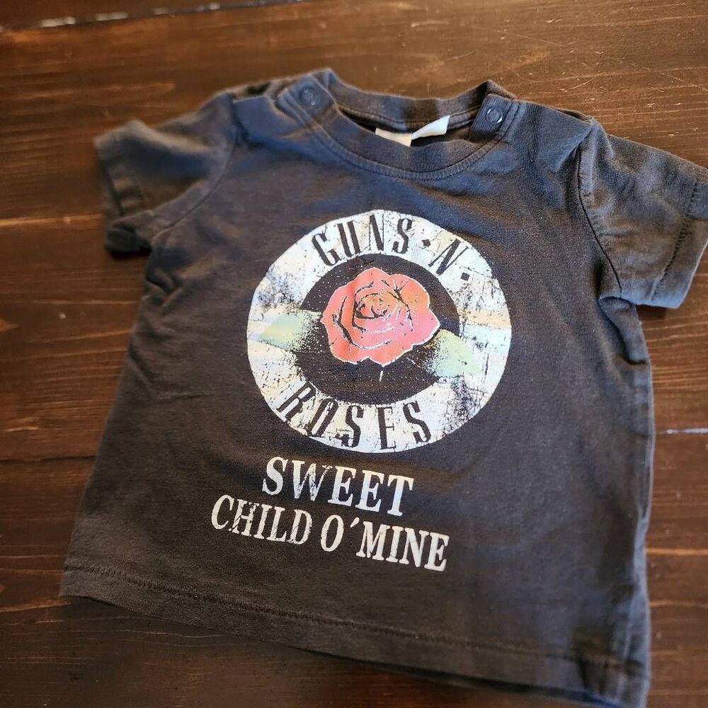 H&M Infants Guns N Roses Sweet Child O Mine Gray Graphic Tshirt Size 6-9 Months